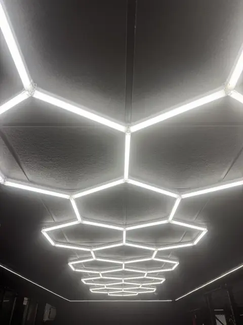 Hexagon LED grid, close-up